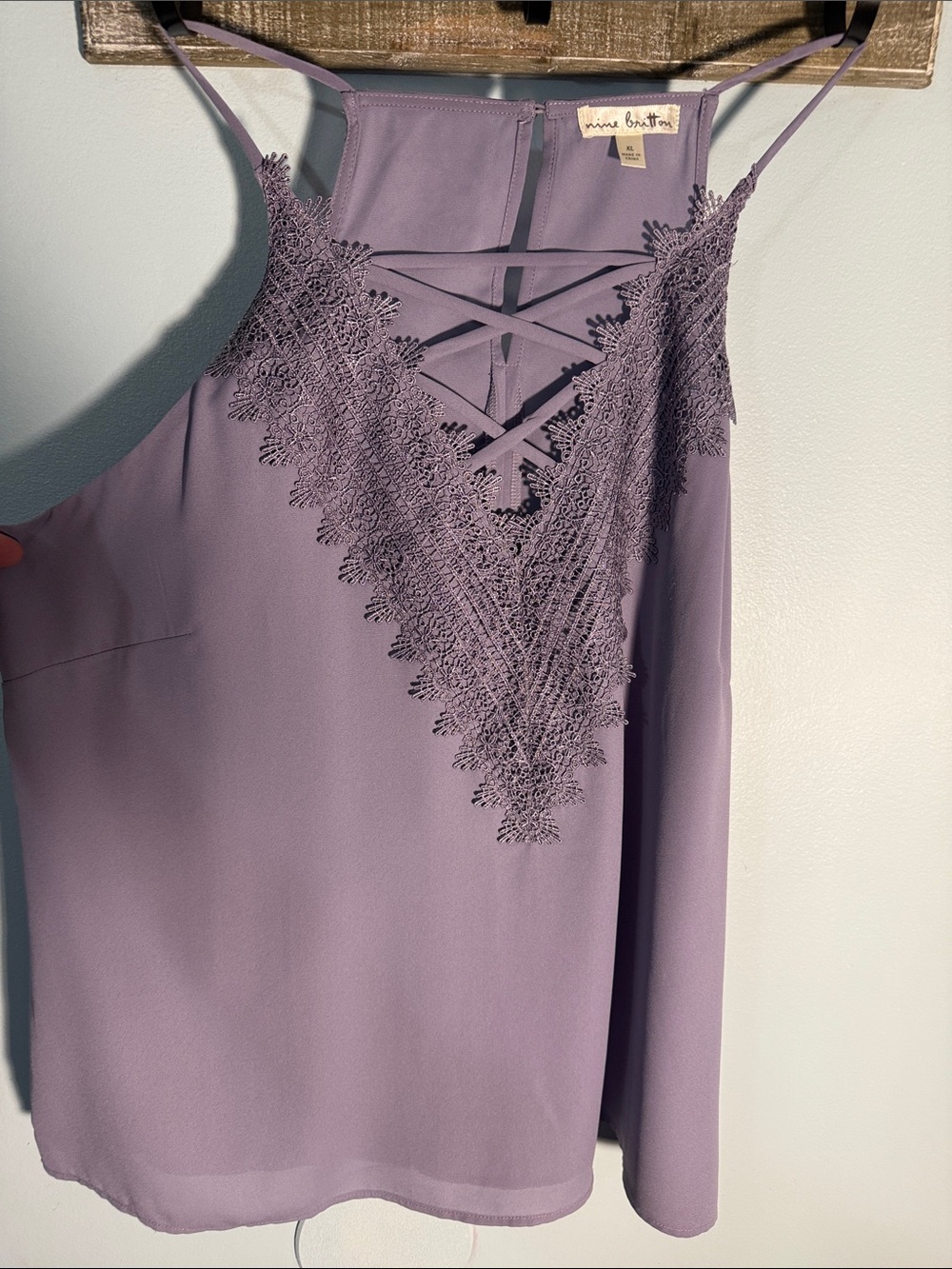 Lace-Trim Spaghetti Strap Tank Top in Dusty Lavender - Free People?
